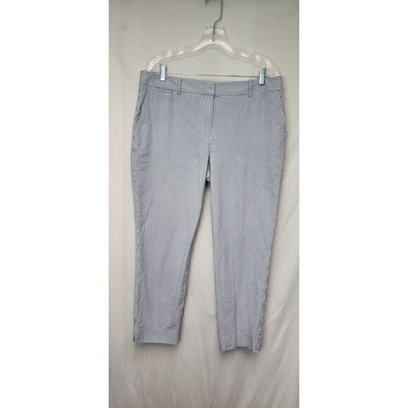 Talbots Striped Blue/White Business Casual Ankle Pants Size 14 - Picture 2 of 8